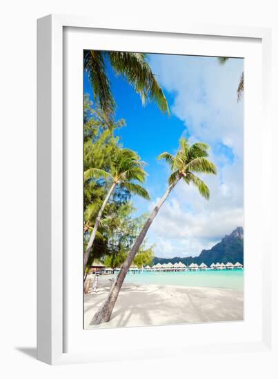 Beautiful Beach with a View of Otemanu Mountain on Bora Bora Island-BlueOrange Studio-Framed Photographic Print