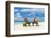 Beautiful Beach with Chaise Lounge-haveseen-Framed Photographic Print