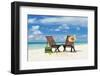 Beautiful Beach with Chaise Lounge-haveseen-Framed Photographic Print