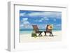 Beautiful Beach with Chaise Lounge-haveseen-Framed Photographic Print