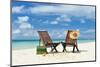 Beautiful Beach with Chaise Lounge-haveseen-Mounted Photographic Print