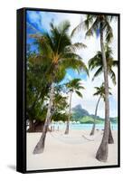 Beautiful Beach with Coconut Palms on Bora Bora Island in French Polynesia-BlueOrange Studio-Framed Stretched Canvas