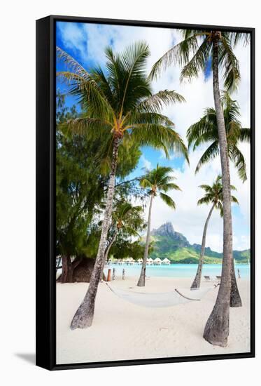 Beautiful Beach with Coconut Palms on Bora Bora Island in French Polynesia-BlueOrange Studio-Framed Stretched Canvas