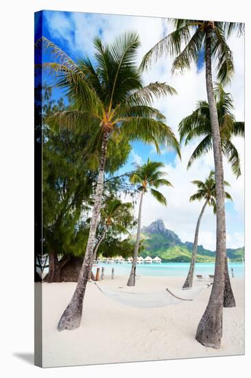 Beautiful Beach with Coconut Palms on Bora Bora Island in French Polynesia-BlueOrange Studio-Stretched Canvas