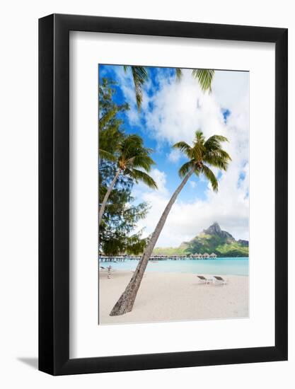 Beautiful Beach with Coconut Palms on Bora Bora Island in French Polynesia-BlueOrange Studio-Framed Photographic Print