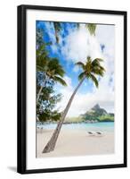 Beautiful Beach with Coconut Palms on Bora Bora Island in French Polynesia-BlueOrange Studio-Framed Photographic Print