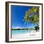 Beautiful Beach with Coconut Palms on Bora Bora Island in French Polynesia-BlueOrange Studio-Framed Photographic Print