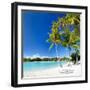 Beautiful Beach with Coconut Palms on Bora Bora Island in French Polynesia-BlueOrange Studio-Framed Photographic Print