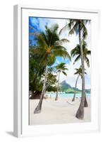 Beautiful Beach with Coconut Palms on Bora Bora Island in French Polynesia-BlueOrange Studio-Framed Photographic Print