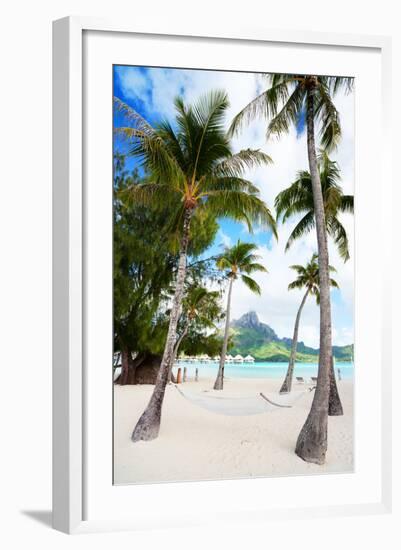 Beautiful Beach with Coconut Palms on Bora Bora Island in French Polynesia-BlueOrange Studio-Framed Photographic Print