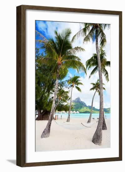 Beautiful Beach with Coconut Palms on Bora Bora Island in French Polynesia-BlueOrange Studio-Framed Photographic Print