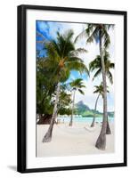 Beautiful Beach with Coconut Palms on Bora Bora Island in French Polynesia-BlueOrange Studio-Framed Photographic Print