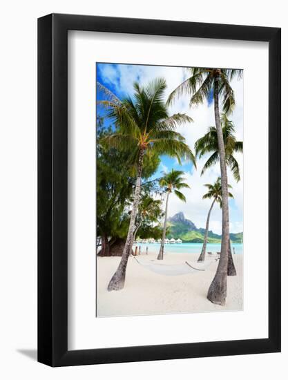 Beautiful Beach with Coconut Palms on Bora Bora Island in French Polynesia-BlueOrange Studio-Framed Photographic Print