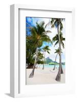 Beautiful Beach with Coconut Palms on Bora Bora Island in French Polynesia-BlueOrange Studio-Framed Photographic Print