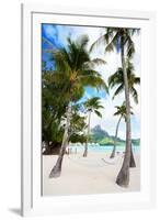 Beautiful Beach with Coconut Palms on Bora Bora Island in French Polynesia-BlueOrange Studio-Framed Photographic Print