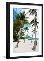 Beautiful Beach with Coconut Palms on Bora Bora Island in French Polynesia-BlueOrange Studio-Framed Photographic Print