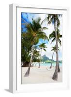 Beautiful Beach with Coconut Palms on Bora Bora Island in French Polynesia-BlueOrange Studio-Framed Photographic Print