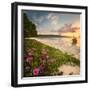 Beautiful Beach with Colorful Flowers and Longtail Boat on the Sea. Thailand-Hanna Slavinska-Framed Photographic Print