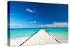 Beautiful Beach with Jetty at Maldives-haveseen-Stretched Canvas