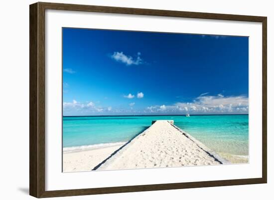 Beautiful Beach with Jetty at Maldives-haveseen-Framed Photographic Print