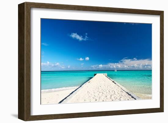 Beautiful Beach with Jetty at Maldives-haveseen-Framed Photographic Print