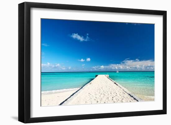 Beautiful Beach with Jetty at Maldives-haveseen-Framed Photographic Print