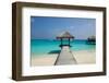 Beautiful Beach with Jetty at Maldives-haveseen-Framed Photographic Print