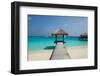 Beautiful Beach with Jetty at Maldives-haveseen-Framed Photographic Print