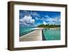 Beautiful Beach with Jetty at Maldives-haveseen-Framed Photographic Print