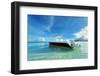 Beautiful Beach with Motor Boat at Boracay Island, Philippines-haveseen-Framed Photographic Print