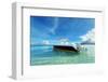 Beautiful Beach with Motor Boat at Boracay Island, Philippines-haveseen-Framed Photographic Print