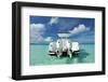 Beautiful Beach with Motor Boat at Boracay Island, Philippines-haveseen-Framed Photographic Print