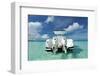 Beautiful Beach with Motor Boat at Boracay Island, Philippines-haveseen-Framed Photographic Print