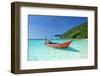 Beautiful Beach with Motor Boat at Perhentian Islands, Malaysia-haveseen-Framed Photographic Print