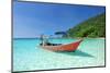 Beautiful Beach with Motor Boat at Perhentian Islands, Malaysia-haveseen-Mounted Photographic Print