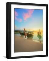 Beautiful Beach with River and Colorful Sky at Sunrise or Sunset, Thailand-Hanna Slavinska-Framed Photographic Print