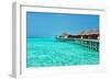 Beautiful Beach with Water Bungalows at Maldives-haveseen-Framed Photographic Print