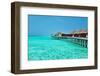 Beautiful Beach with Water Bungalows at Maldives-haveseen-Framed Photographic Print