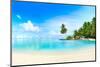 Beautiful Beach with White Sand, Turquoise Ocean, Green Palm Trees and Blue Sky with Clouds on Sunn-LedyX-Mounted Photographic Print
