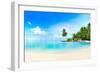 Beautiful Beach with White Sand, Turquoise Ocean, Green Palm Trees and Blue Sky with Clouds on Sunn-LedyX-Framed Photographic Print