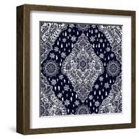 Beautiful Bohemian Floral Paisley Seamless Ornament. Folk Henna Tattoo Style Seamless Pattern. Indi-Katja Gerasimova-Framed Art Print