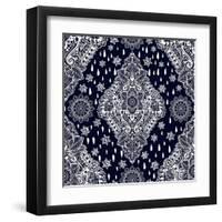 Beautiful Bohemian Floral Paisley Seamless Ornament. Folk Henna Tattoo Style Seamless Pattern. Indi-Katja Gerasimova-Framed Art Print