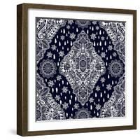 Beautiful Bohemian Floral Paisley Seamless Ornament. Folk Henna Tattoo Style Seamless Pattern. Indi-Katja Gerasimova-Framed Art Print