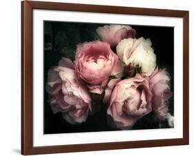 Beautiful Bouquet of Pink Rose Flowers on a Dark Background, Soft and Romantic Vintage Filter, Look-null-Framed Photographic Print