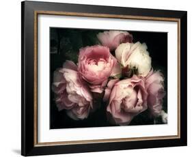 Beautiful Bouquet of Pink Rose Flowers on a Dark Background, Soft and Romantic Vintage Filter, Look-null-Framed Photographic Print