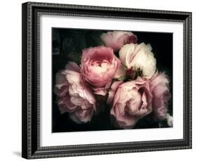 Beautiful Bouquet of Pink Rose Flowers on a Dark Background, Soft and Romantic Vintage Filter, Look-null-Framed Photographic Print