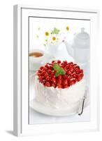 Beautiful Cake with Strawberries and Cream-legaa-Framed Photographic Print