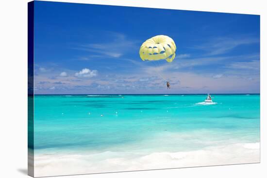 Beautiful Caribbean Beach in Dominican Republic. Unrecognizable People.-haveseen-Stretched Canvas