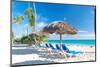 Beautiful Caribbean Beach with Chaise Lounge in Dominican Republic-haveseen-Mounted Photographic Print