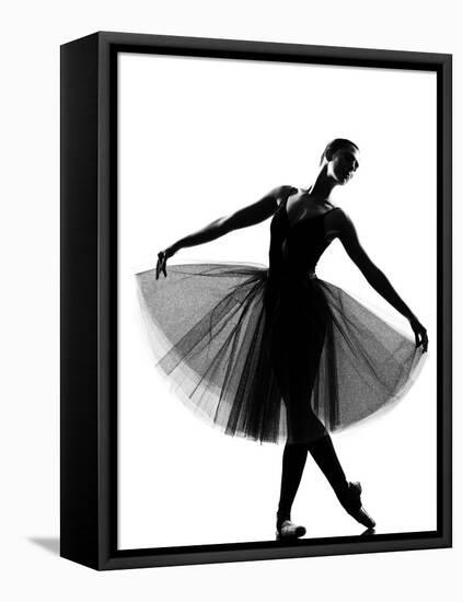 Beautiful Caucasian Tall Woman Ballet Dancer Standing Pose Full Length on Studio Isolated White Bac-OSTILL-Framed Stretched Canvas
